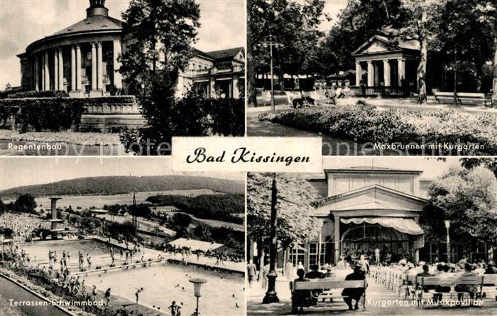Bad Kissingen Regentenbau Maxbrunnen mit Kurgarten Terrassen Schwimmbad Kurgarte
