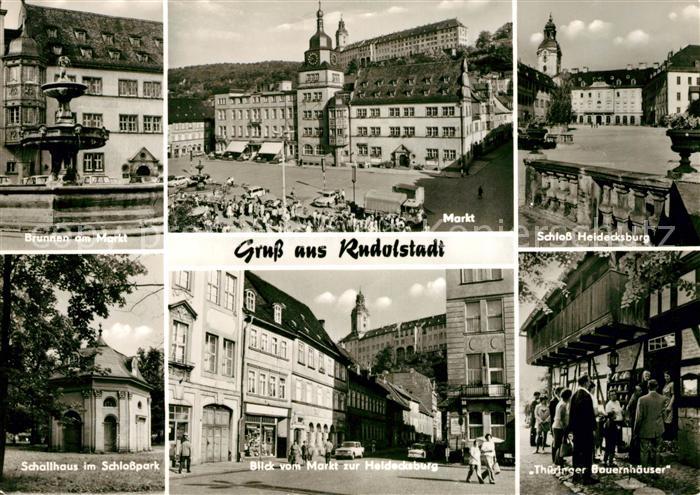 Rudolstadt Brunnen am Markt Schloss Heidecksburg Schallhaus im Schlosspark Heide