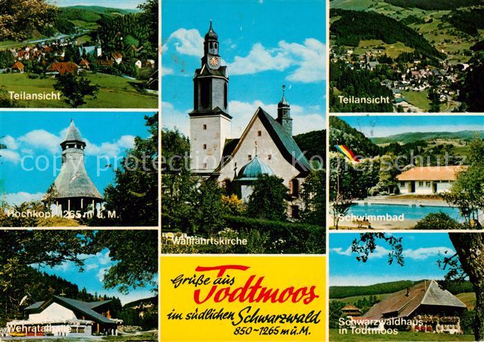 Todtnau Teilansichten Hochkopf Wehratalhalle Wallfahrtskirche Schwimmbad Schwarz
