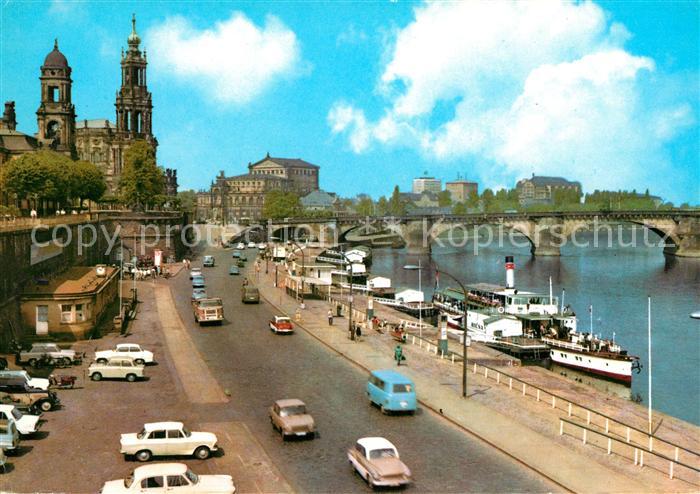 DRESDEN Elbe Bruehlsche Terrasse