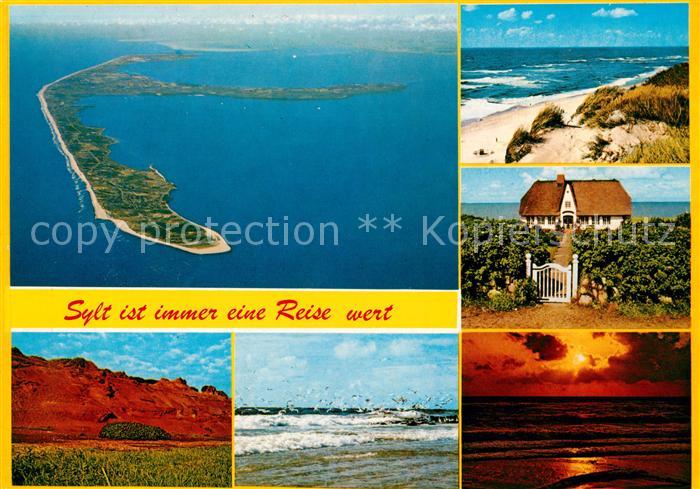 Sylt Fliegeraufnahme Strand Duenen Friesenhaus Brandung