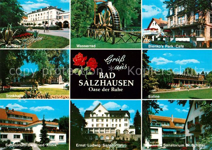 Bad Salzhausen Kurhaus Wasserrad Bienkos Park Cafe Trinkhalle Saline Bergfried K