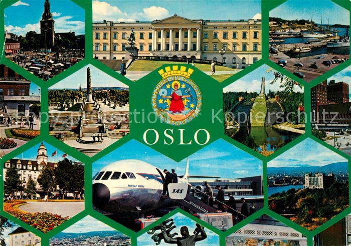 Oslo Norwegen Orts und Teilansichten Kirchen Hafen Schloss Sprungschanze Flughaf