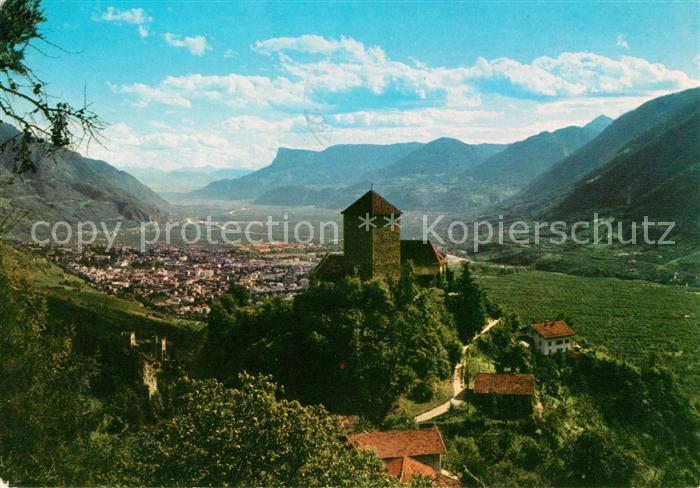 Merano Meran Panorama e Castel Tirolo