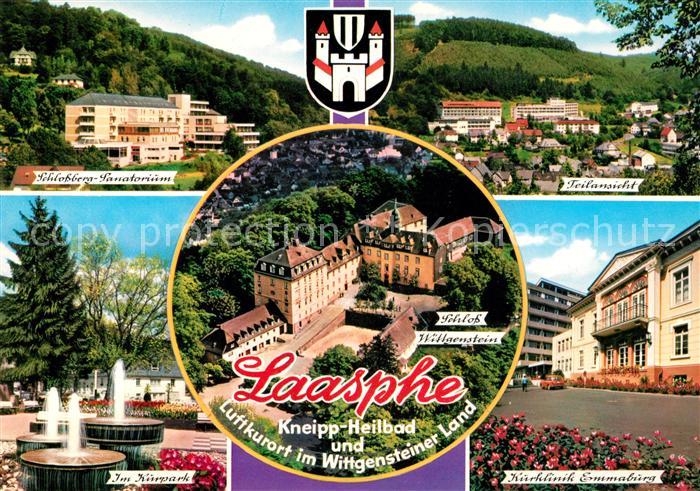 Laasphe BAD LAASPHE NRW Schlossberg Sanatorium Panorama Kurpark Schloss Wittgens