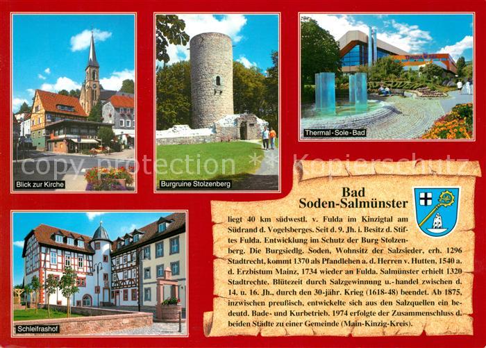 Bad Soden-Salmuenster Kirche Burgruine Stolzenberg Thermal Solebad Schifrashof