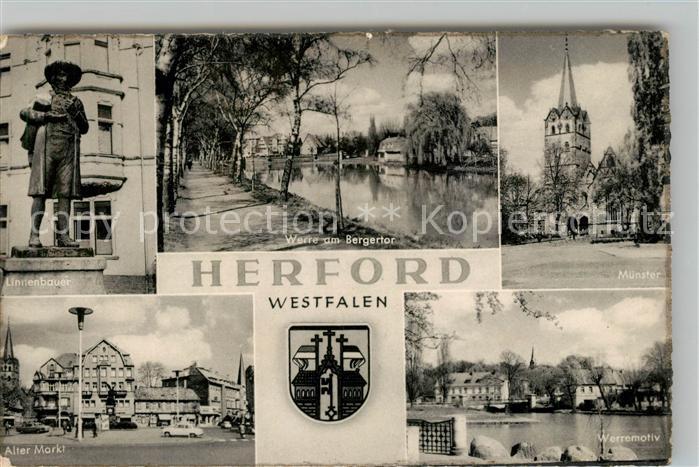 Herford Linnenbauer Werre am Bergertor Muenster Alter Markt Werrepartie