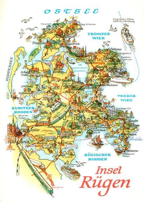 Ruegen Ortungskarte Tromper Wiek Kubitzer Bodden