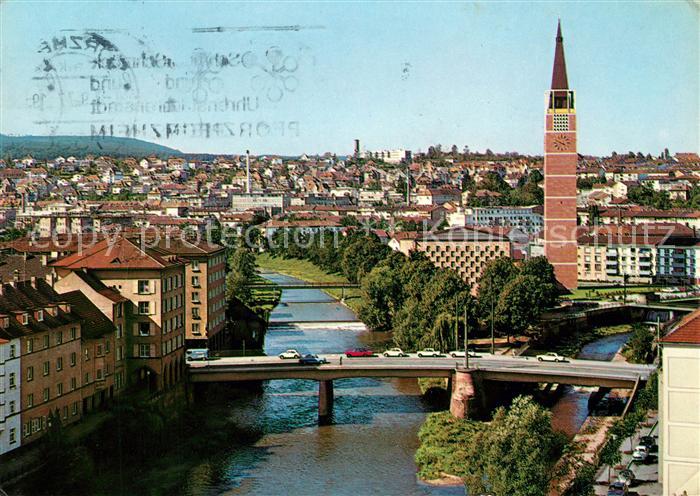Pforzheim Auerbruecke Stadtkirche Lindenplatz