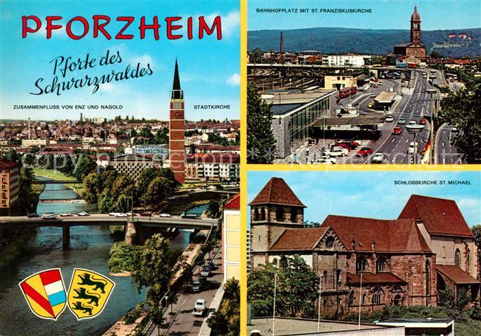 Pforzheim Bahnhofplatz St. Franziskuskirche Schlosskirche St. Michael
