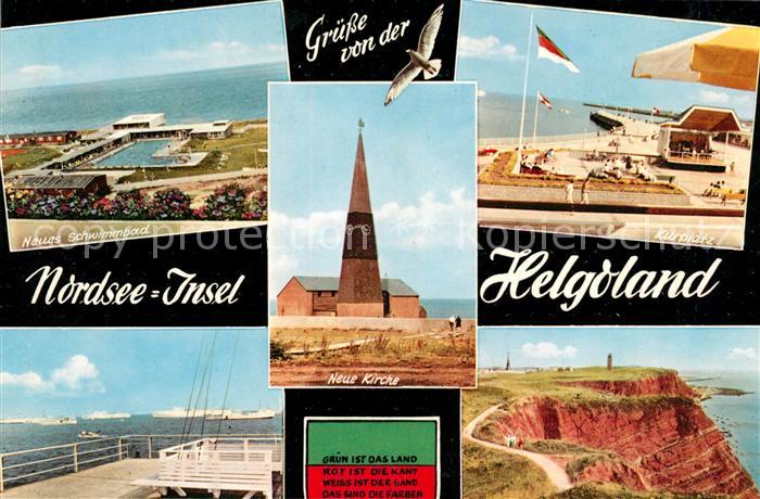 Helgoland Kurplatz Rote-Felsen Kirche Schwimmbad