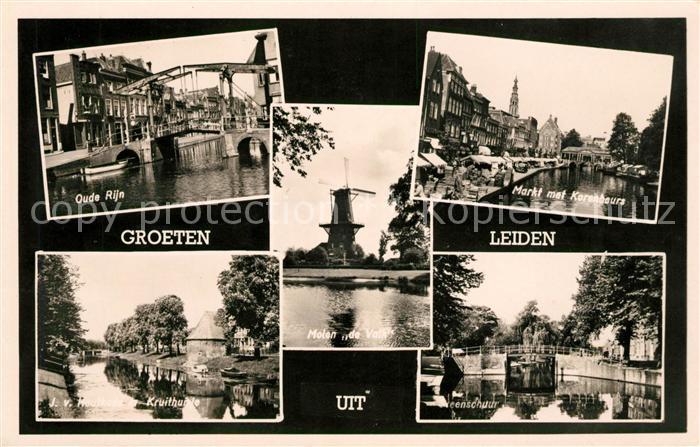 Leiden Oude Rijn Markt met Korenbeurs