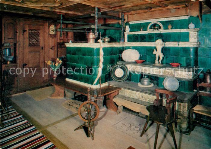 Grafenhausen Schwarzwald Rothaus Heimatmuseum Huesli Ofenecke mit Spinnrad