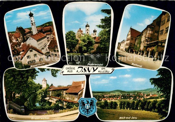 Isny Allgaeu Blaserturm Grabenweiher Rathaus