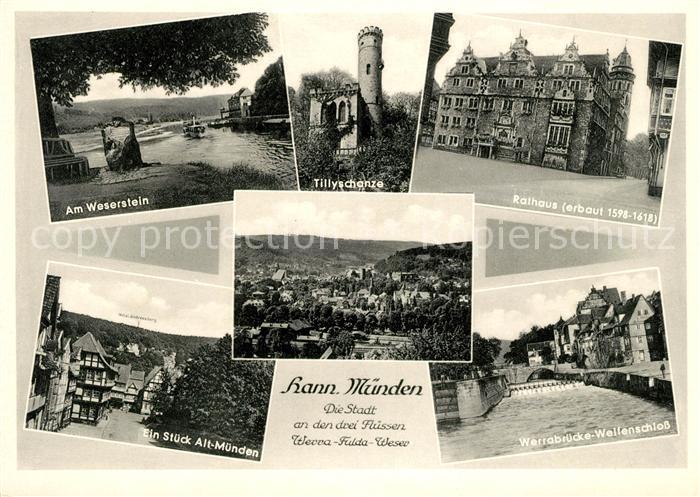 Hann. Muenden Am Weserstein Tillyschanze Rathaus Alt Muenden Werrabruecke Welsch