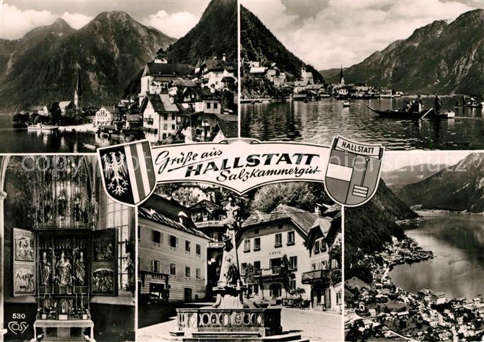 Hallstatt Austria Teilansichten Hallstaettersee Brunnen Kirche Inneres