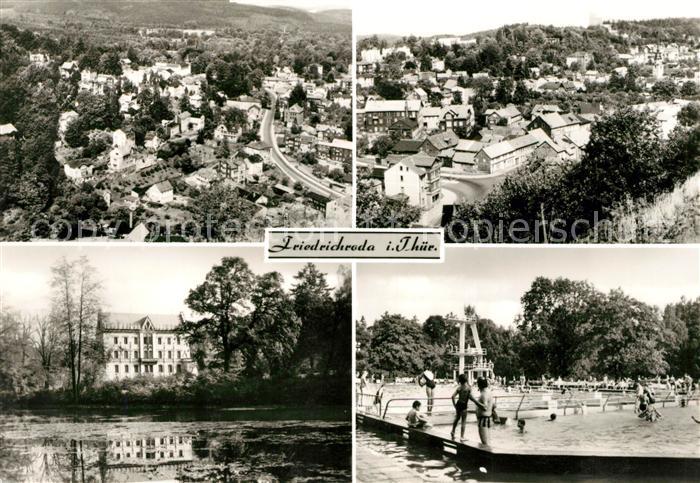 Friedrichroda Blick vom Gottlob Schloss Reinhardsbrunn Schwimmbad