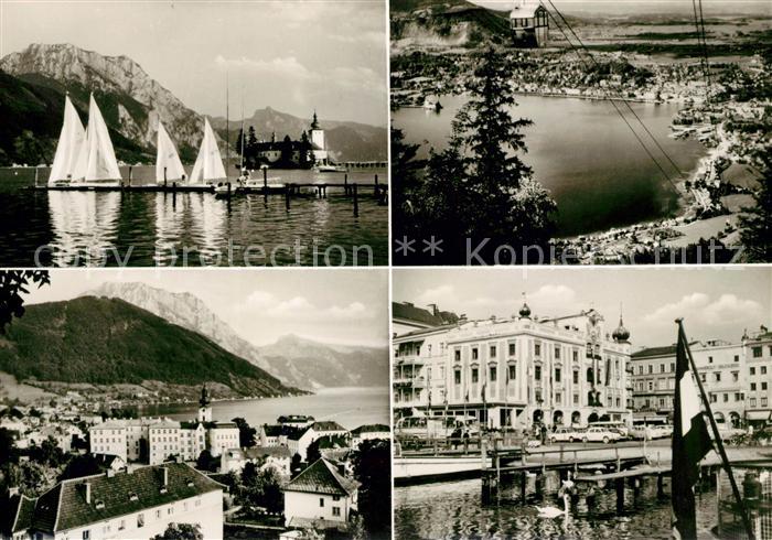 Gmunden Salzkammergut Seeschloss Gruenbergseilbahn Traunstein Stadtplatz mit Rat