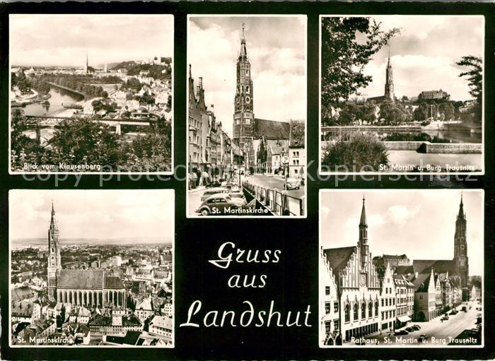 Landshut Isar Klausenbergblick St Martinskirche St Martin Burg Trausnitz Martins
