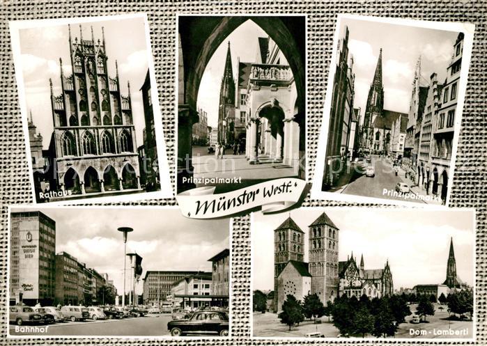 Muenster Westfalen Rathaus Prinzipalmarkt Bahnhof Dom Lamberti