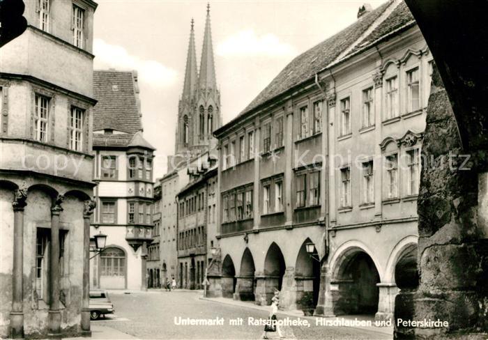 Goerlitz Sachsen Untermarkt mit Ratsapotheke Hirschtauben und Peterskirche