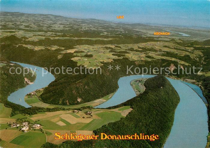 Haibach Muehlkreis Fliegeraufnahme Schloegener Donauschlinge Aschach Linz