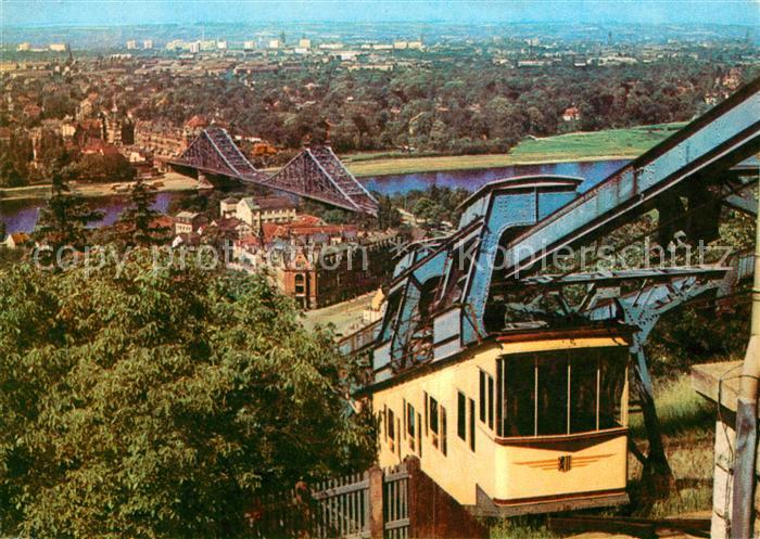 DRESDEN Elbe Blick von Loschwitzhoehe zum Blauen Wunder