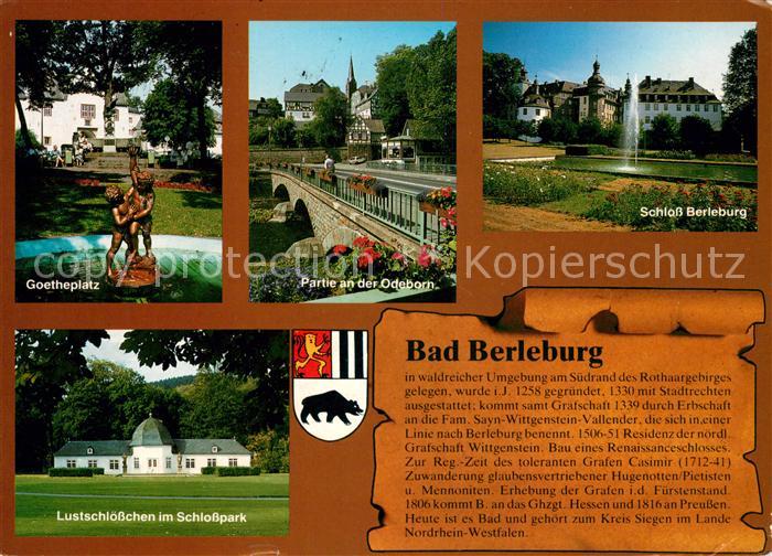 Bad Berleburg Goetheplatz Odeborn Schloss Berleburg Lustschloesschen Schlosspark
