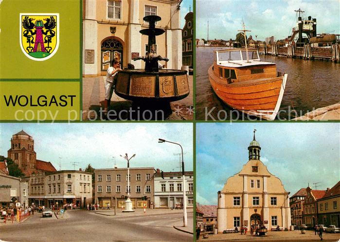 Wolgast Mecklenburg-Vorpommern Rathaus Faehrschiff Stralsund