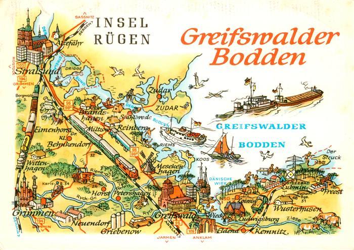 Insel Ruegen Greifswalder Bodden Panoramakarte
