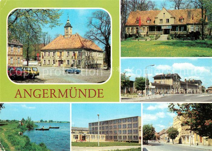 Angermuende Rathaus Markt HO Gaststaette Am Muendesee Bahnhof