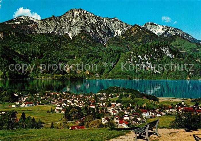 Kochel See Panorama Blick gegen Herzogstand und Heimgarten
