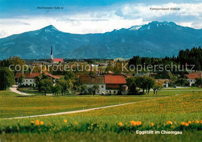 Eggstaett Oberbayern Panorama Erholungsort Voralpenland mit Hochplatte Kampenwan