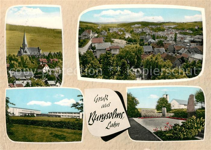 Burgsolms Teilansichten mit Kirche Schule Denkmal