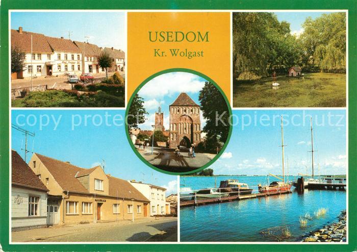 Usedom Platz des Friedens Waessering Klubhaus Anklamer Tor Hafen