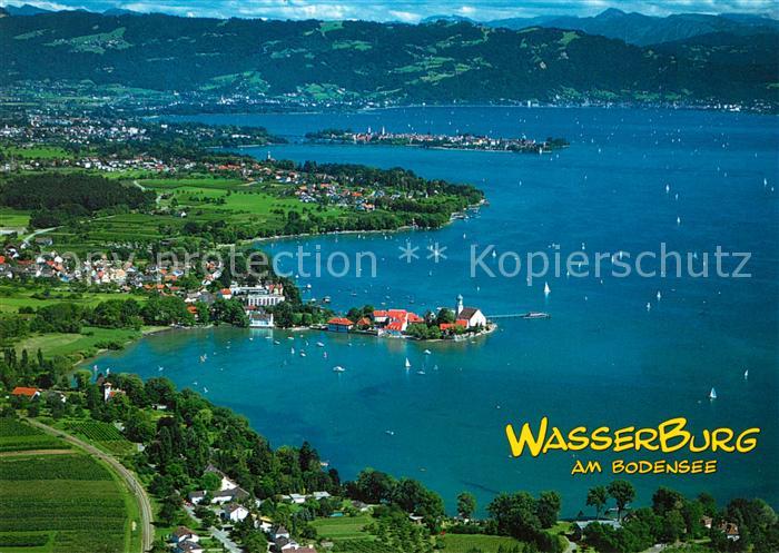 Wasserburg Bodensee Halbinsel Alpen Fliegeraufnahme