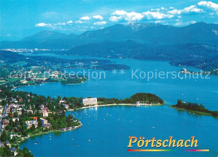 Poertschach Woerthersee Halbinsel mit Parkhotel Strandbad Maria Woerth Karawanke