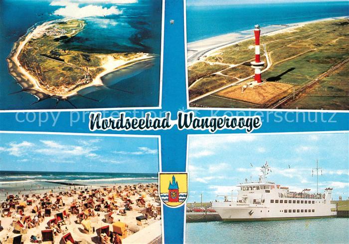 Wangerooge Nordseebad Nordseeinsel Fliegeraufnahme Leuchtturm Strand Faehre
