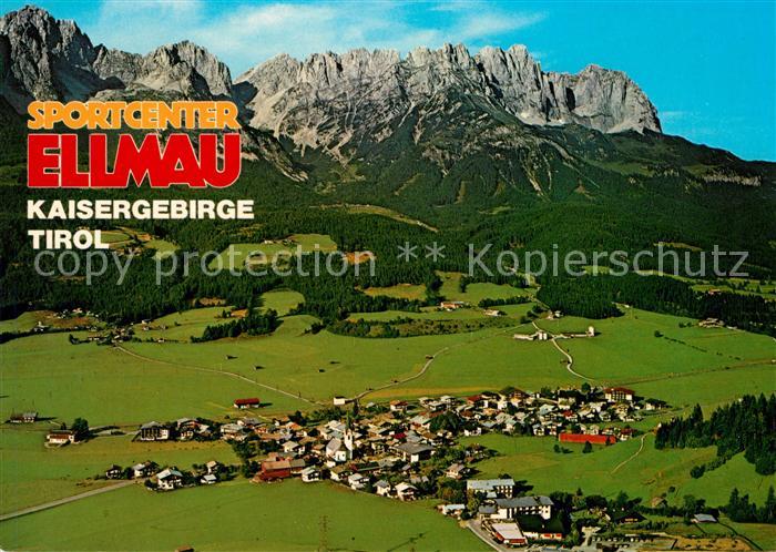 Ellmau Tirol Sportcenter mit Kaisergebirge Fliegeraufnahme