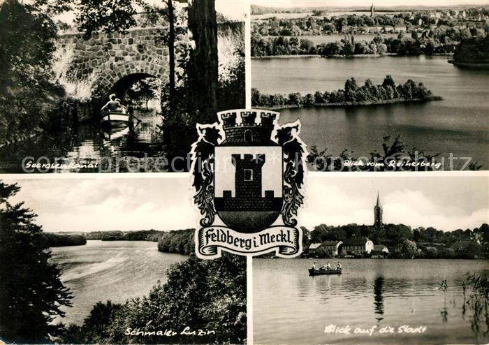 Feldberg Mecklenburg Seerosenkanal Blick vom Reiherberg Schmaler Luzin Wappen