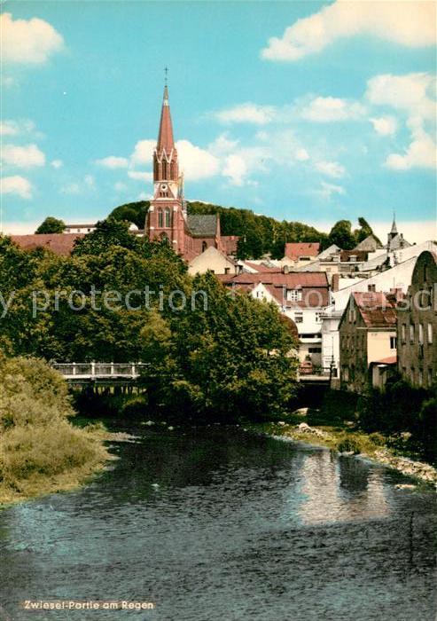 Zwiesel Niederbayern Partie am Regen Kirche