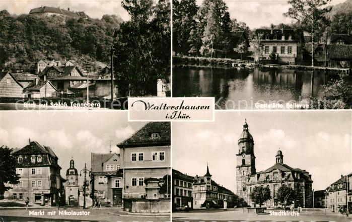 Waltershausen Gotha Schloss Tenneberg Markt Nikolaustor Gaststaette Bellevue Sta
