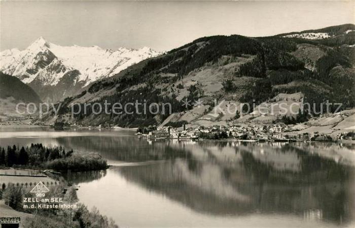 Zell See Panorama Blick ueber den See zum Kitzsteinhorn Hohe Tauern