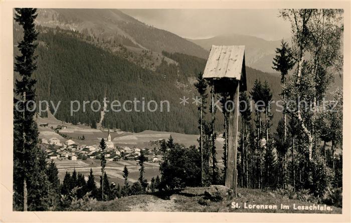 St Lorenzen Lesachtal Wegekreuz Blick ins Tal