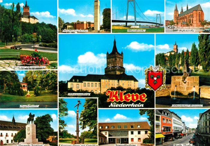 Kleve Schwanenburg Amphitheater Denkmal Der Grosse Kurfuerst Kirche Rheinbruecke
