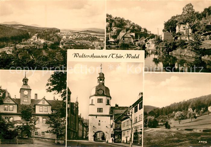 Waltershausen Gotha Panorama Thueringer Wald Partie am Fluss Torbogen