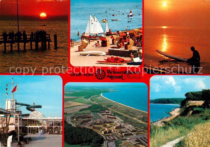 Weissenhaeuser Strand Sonnenuntergang am Meer Strand Kueste Fliegeraufnahme