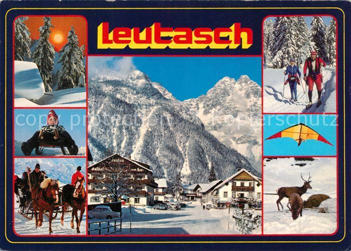 Leutasch Panorama Wintersportplatz Alpen Pferdeschlitten Langlauf Wildfuetterung