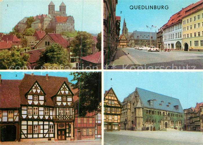 Quedlinburg Harz Blick vom Muenzenberg Markt Klopstockhaus Rathaus Fachwerkhaus