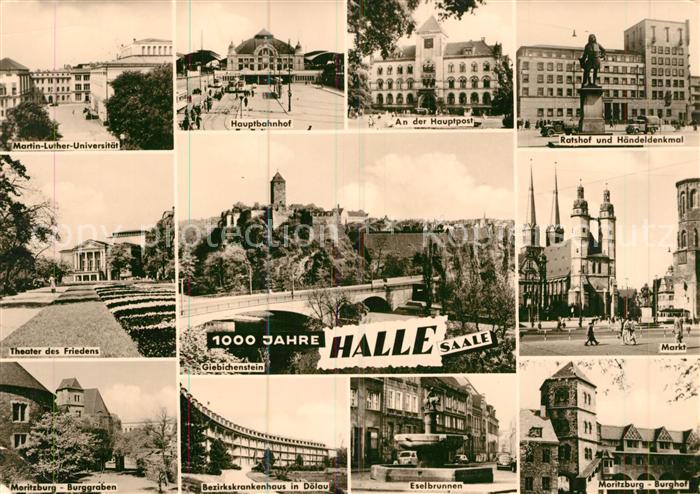 Halle Saale Universitaet Theater Moritzburg Bahnhof Hauptpost Ratshof Haendelden